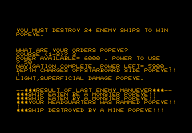 Seabattle (32k) game screenshot for Commodore PET